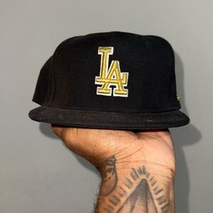 New Era Black Cap with Gold LA Logo